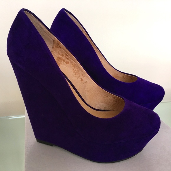 ALDO Purple Suede Platform Wedges Siz 38 BNIB! - Picture 1 of 15
